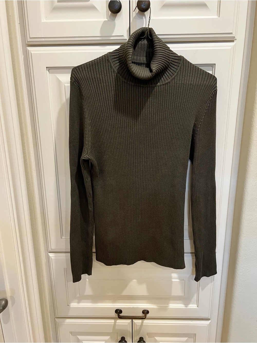 Chico's Olive Ribbed Turtleneck Sweater